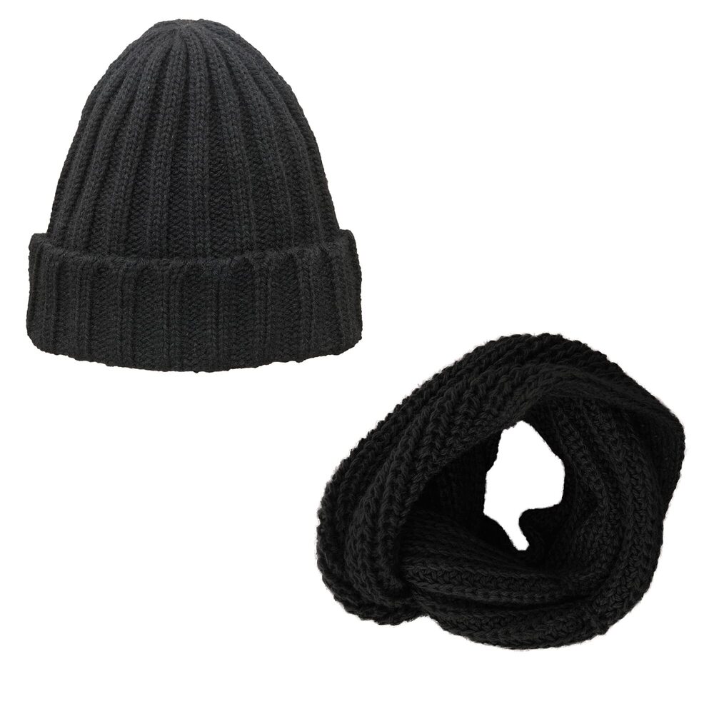 6758 PERU - Alpaca Wool Knit - Beanie Hat Skull Cap + Infinity Cowl Scarf